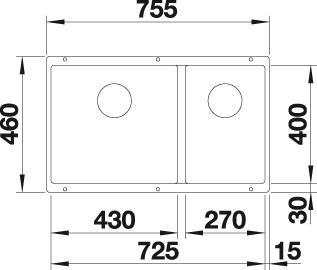 Produktbild Blanco Subline 430/270-U (Unterbauspüle, 46 cm, 75.50 cm)
