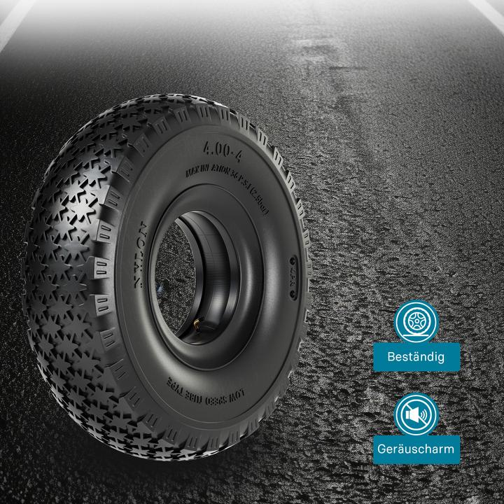 Actual product image Wiltec Tyre for lawn mower 11x4.00-4 4pr with innner tube and curved valve stem garden tractor (Lawn tractor, Garden machinery spare parts)