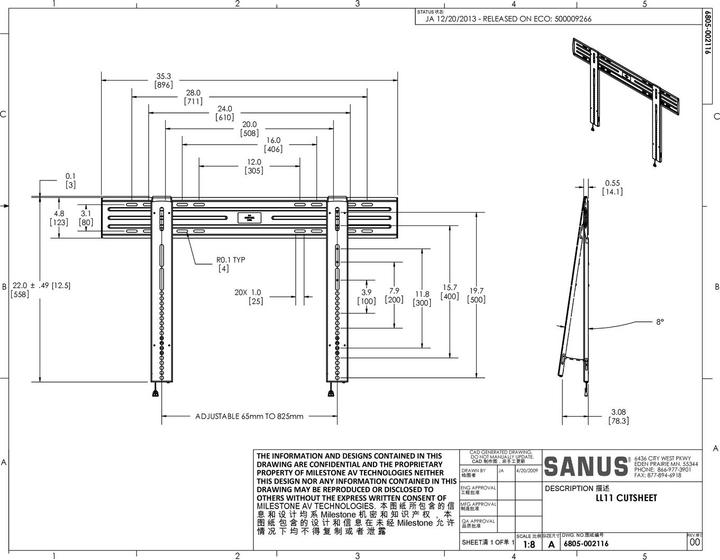 Produktbild Sanus Ll11 (Wand, 80", 68 kg)