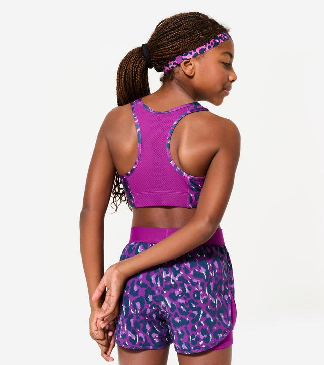 Image du produit Decathlon Brassière de sport respirante fille, imprimé léopard violet (8, 9, 10)