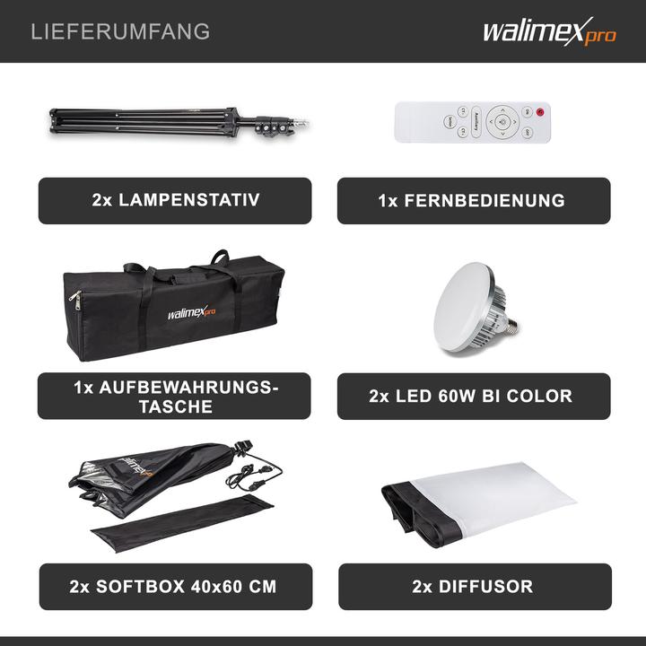 Produktbild Walimex pro 60W Softbox Bi Color Kit 2 (Softbox)