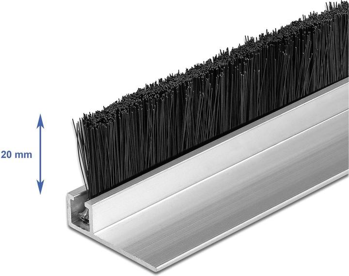 Actual product image Delock Brush strip 20 mm with aluminum profile angled (Felt gliders, 1 Piece)