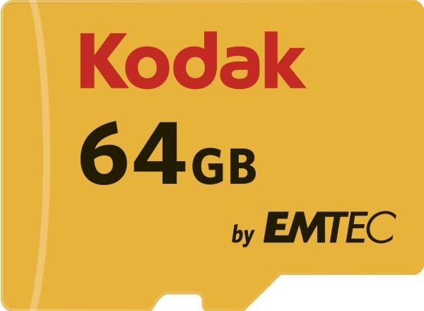 Actual product image Emtec Kodak microSDXC Premium 64GB Class10 U1 V10 A1 (64 GB, microSDXC, U1, UHS-I)