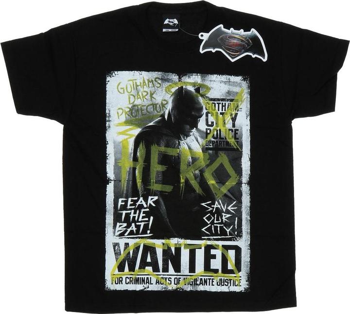 Actual product image Boys Batman v Superman Wanted Poster T-Shirt (152, 158)