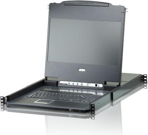 Actual product image Aten CL6708MW UK Single Rail KVM Switch 8-Port 17.3" LCD (USB DVI) UK layout