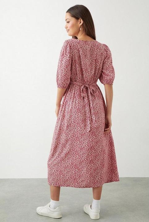 Immagine prodotto Dorothy Perkins Vestito Midi Piccola Stampa alla Moda Dettaglio a Bottone Donna (40 D)