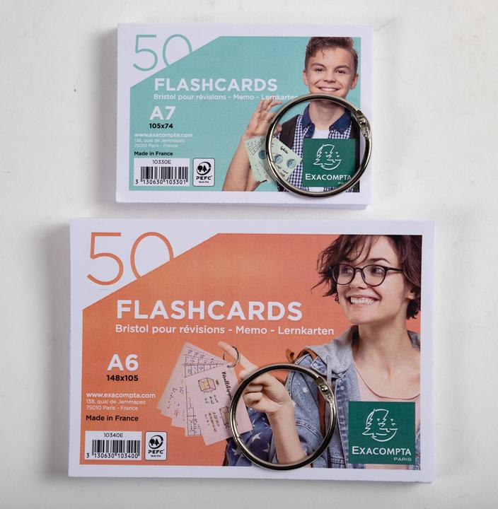 Produktbild Exacompta Flashcards (A7, 205 g/m², 50 x)