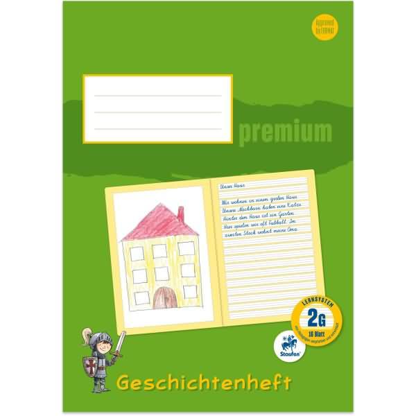 Staufen Geschichtenheft Premium Lineatur 2G liniert DIN A4 ohne Rand, 16 Blatt (A4, Blanko, Harter Einband)