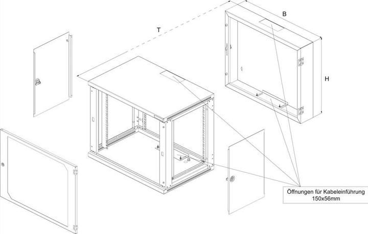 Produktbild Conteg RUD Wandgehäuse schwenkbar 9 HE (HxBxT) 491x600x500 mm (9 HE, 19 Zoll Rack)