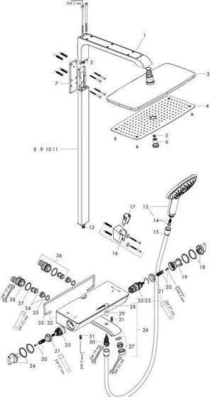 Produktbild hansgrohe Raindance Select E 360 1jet Showerpipe Wanne chrom : Farbe - Weiss/Chrom