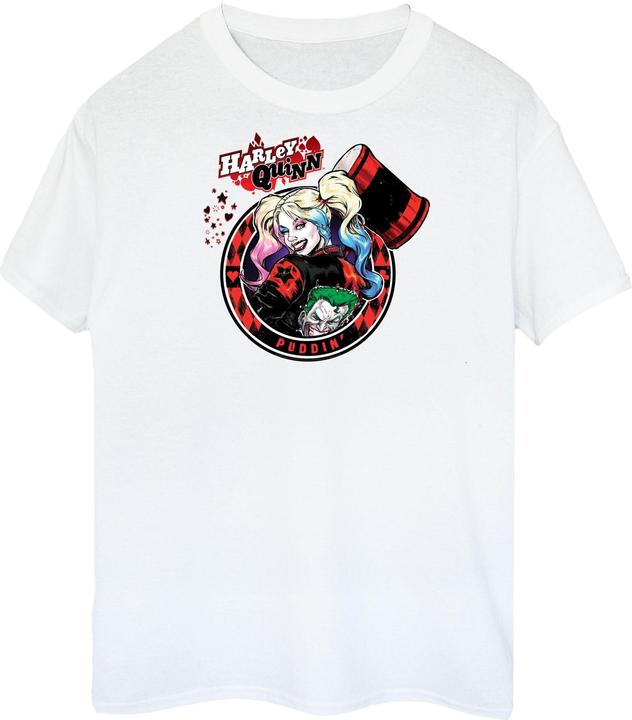 Actual product image Womens/Ladies Harley Quinn Joker Patch Cotton Boyfriend T-Shirt (M)
