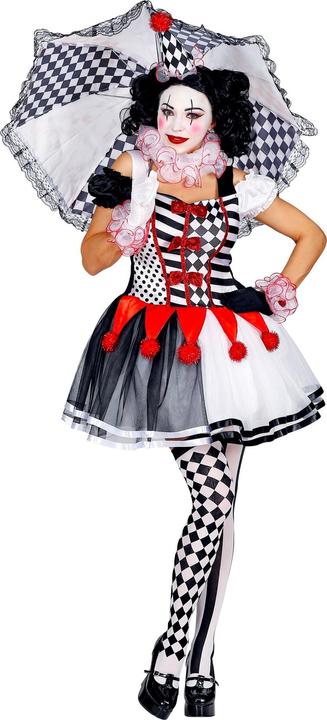 Actual product image Widmann MISS HARLEKIN (Kleid, Clownkragen, Manschetten, Minihut), L (L)