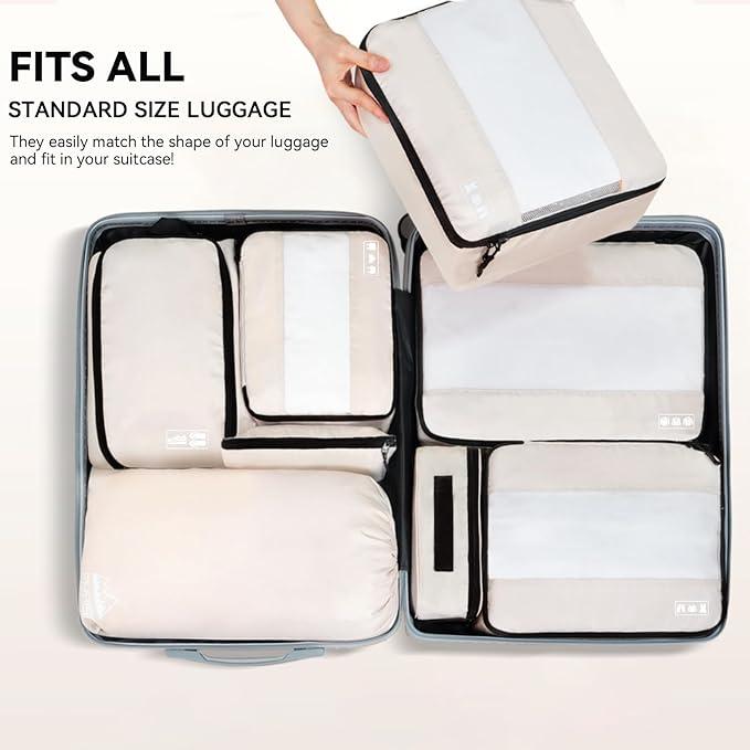 Image du produit Only-Bags.Store Jeu de 8 cubes de rangement - Organisateur de bagages en polyester de haute qualité avec poches