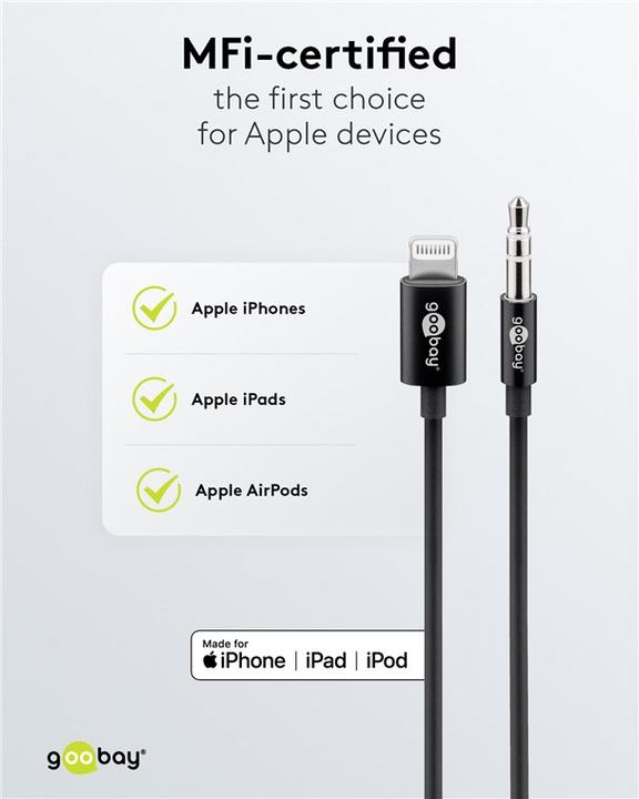 Produktbild Goobay 3.5mm Klinke – Lightning (1 m, 3.5mm Klinke (AUX), Lightning)
