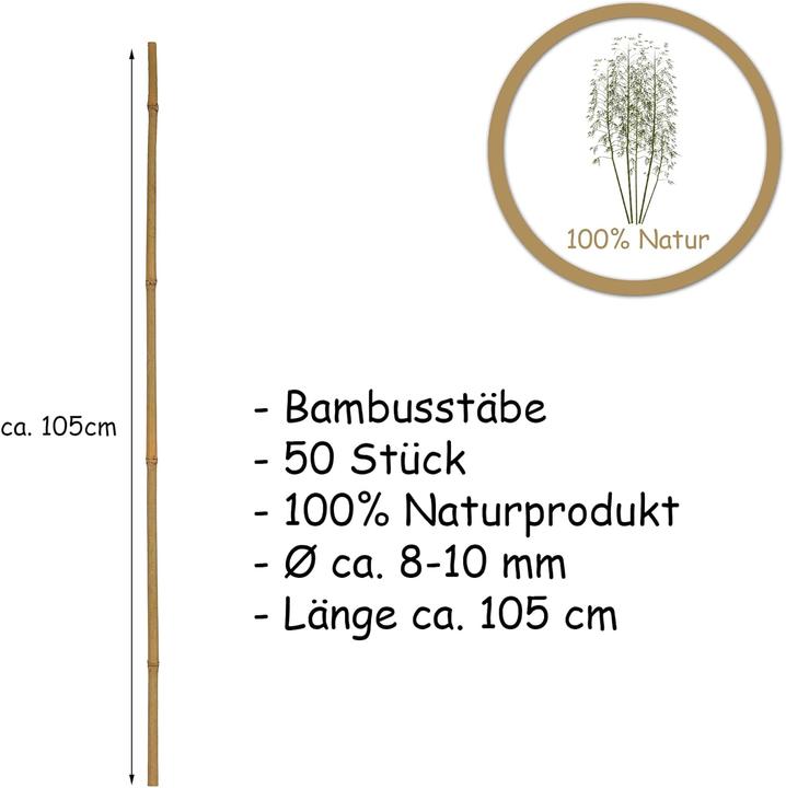 Produktbild BigDean Bambus-Pflanzenstab Rankhilfe (50 Stück) (105 cm, 1 cm)