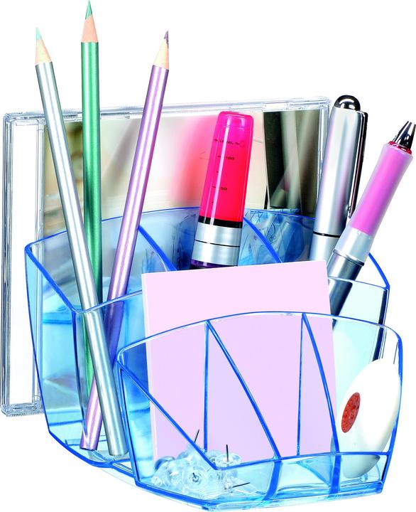 Actual product image Cep Pen holder Ice Blue blue-transparent polystyrene 6 compartments 14.3 x 15.8 x 9.3 cm