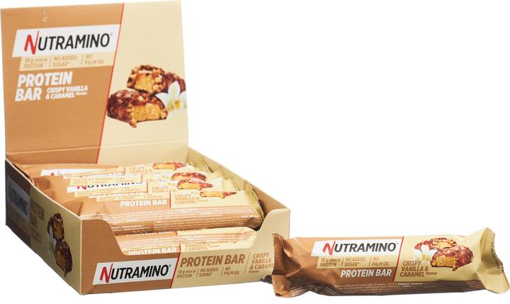Produktbild Nutramino Crispy Proteinbar Vanilla & Caramel (12x64g) (Vanille, 12 Stk., 660 g)