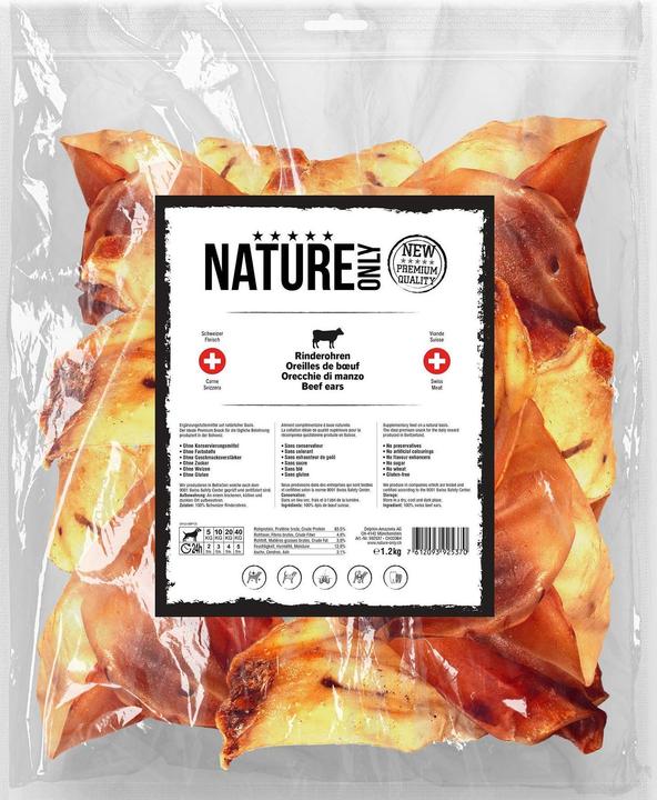 Produktbild Nature Only ON Rinderohren 1.2Kg (Welpe + Kitten, 1 Stk., 1200 g)