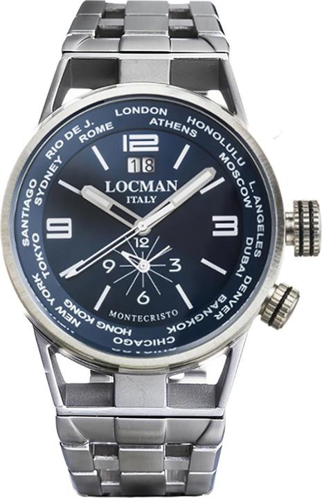 Produktbild Locman Italy Herrenuhr Montecristo World Dual Time blau 44 mm Ref. 0508A (Analoguhr, 44 mm)