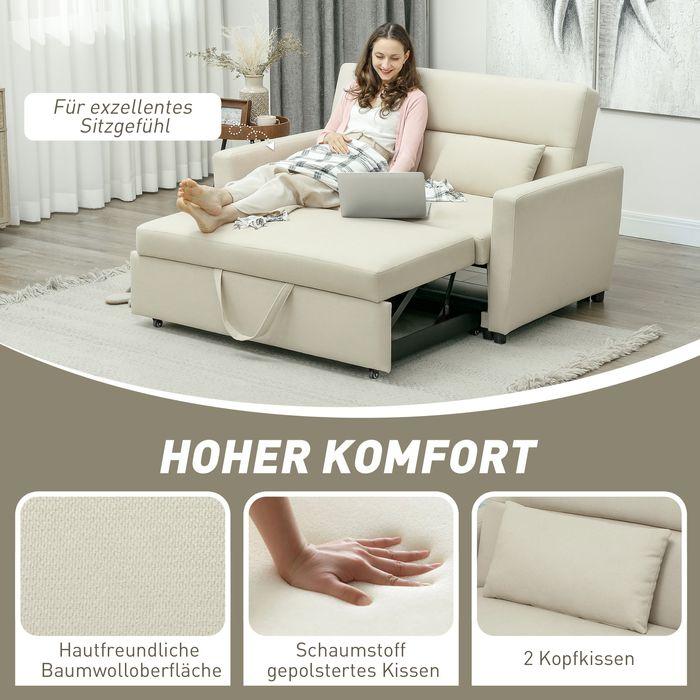 Actual product image Swisshandel24 Schlafsofa, 2-Sitzer Sofa mit Schlaffunktion, Verstellbare Rückenlehne, Beige
