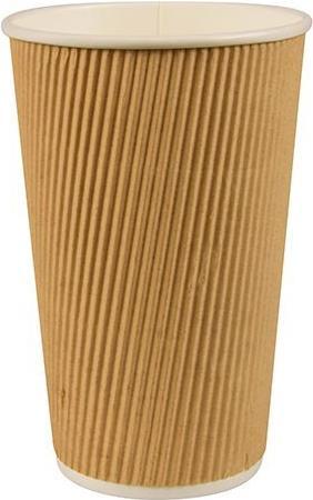 Produktbild Papstar Papp-Trinkbecher "pure" Ripple Wall, 0,4 l, beige aus gerillter Pappe mit PLA-Beschichtung, Durchmes (25 x)