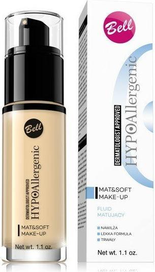 Bell Cosmetics HypoAllergenes Matt&Soft Make-Up Fluide matifiant hypoallergénique 01 Beige clair 30g (Light Beige)
