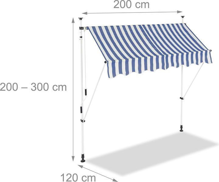 Actual product image Relaxdays Telesopic Canopy Blue White (2 m)