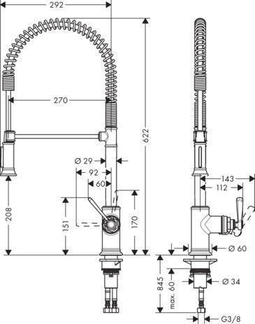 Produktbild hansgrohe AXOR Montreux DN 15 Einhebel-Küchenmischer 210 Semi-Pro