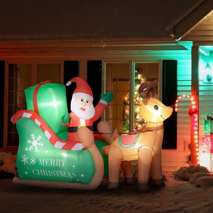 Image du produit Swisshandel24 Aufblasbar Weihnachtsdeko, 2,1 m Weihnachtsmann mit Schlitten & Rentier