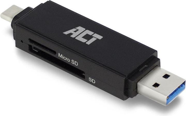 Actual product image USB 3.2 card reader, SD/micro SD, USB-C or USB-A, black (USB-C 3.2 Gen 1)