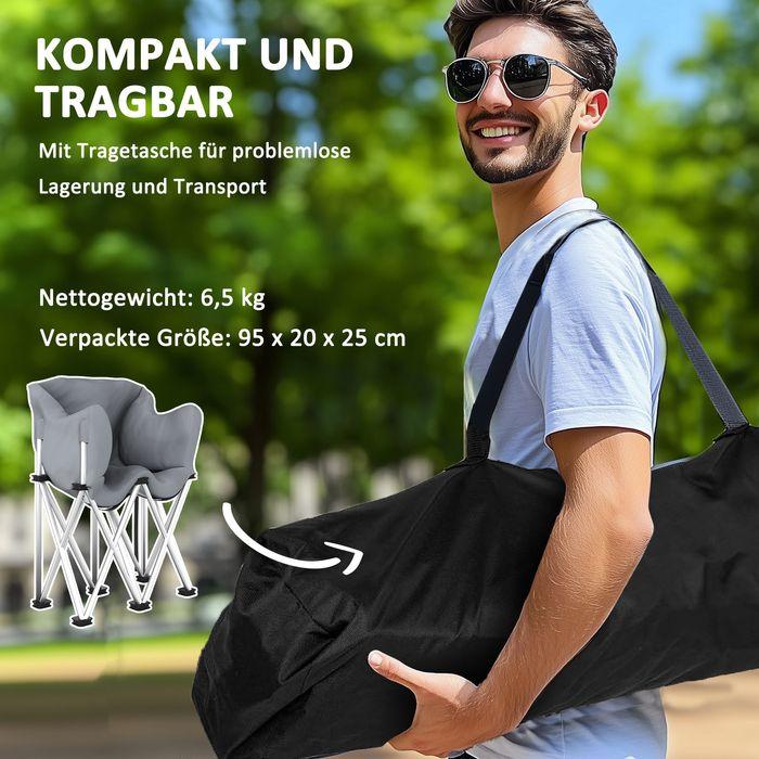 Actual product image Swisshandel24 Faltstuhl 2 Sitzer faltbar Campingstuhl mit Armlehnen Seitentasche bis 240kg
