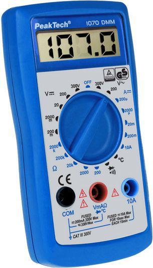 Image du produit Peaktech Multimètre numérique RMS LCD/1999 3½ digits 300 VAC 300 VDC 10 ADC ( 1070) (CAT III 300V)