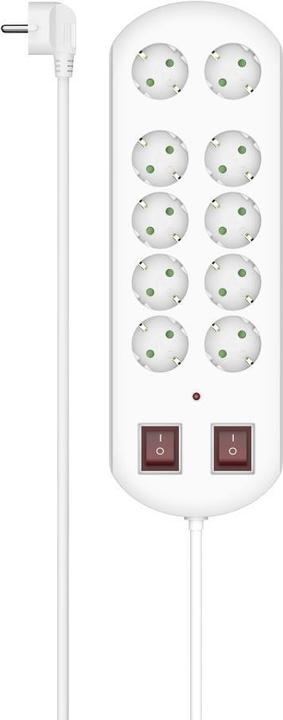 Produktbild Hama Steckdosenleiste, 10-fach, Überspannungsschutz, zwei Schalter, 2 m, Weiss (10 x, CEE 7/3, 2 m)