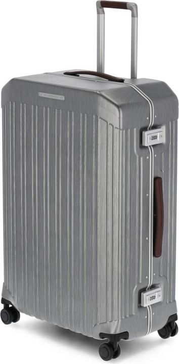 Actual product image Piquadro PQ-Light - Ultra Slim Large Hard Shell Trolley Black/Leather (67 l, L (90 - 115l))