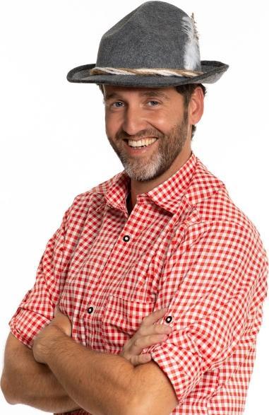 Actual product image PartyChimp Oktoberfest cap in dark grey with feather