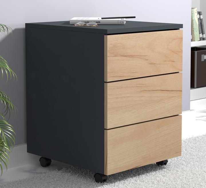 Image du produit VCM Caisson roulant Caisson d'appoint Caisson de bureau à roulettes Dasola 3 tiroirs (39 x 70 x 55 cm)