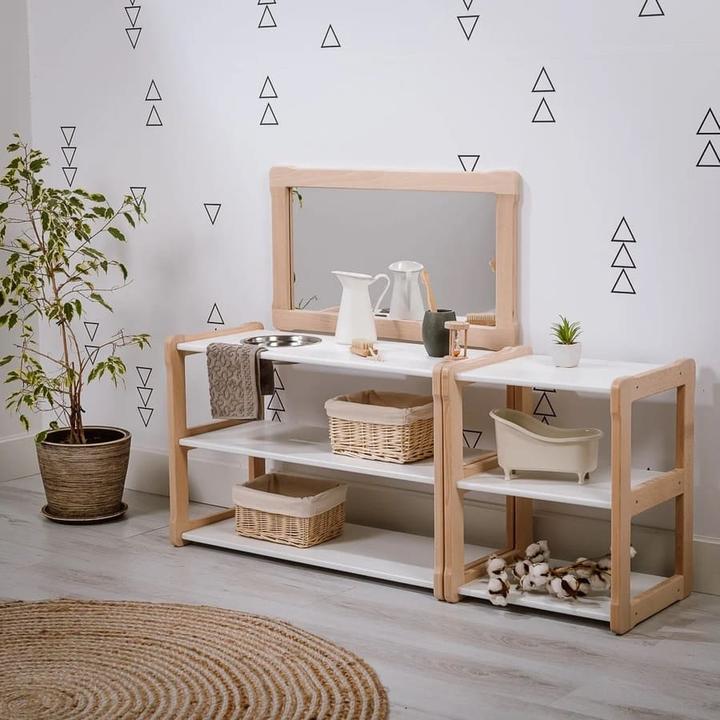 Image du produit Activity Board Enfant Waldorf lavabo, tout-petit lavabo, AVEC miroir, cadeau de Pâques