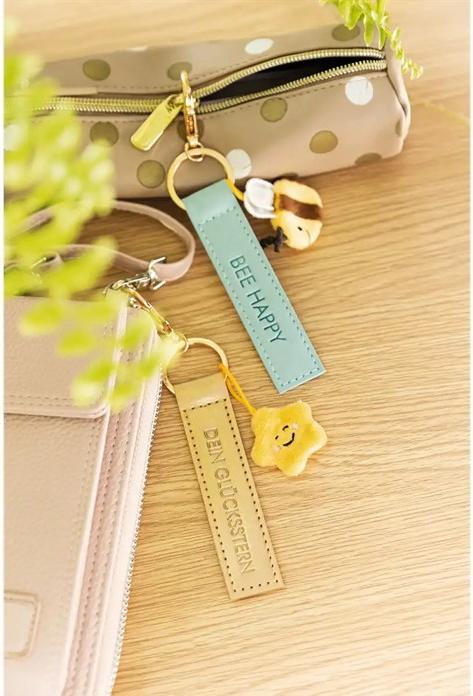 Produktbild Magni NICI Schlüsselanhänger Bee happy Kunstlederband mit Biene türkis 10cm