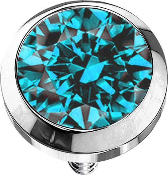 Produktbild Star Piercing Dermal Anchor silber mit Kristall aqua (Chirurgenstahl 316L)