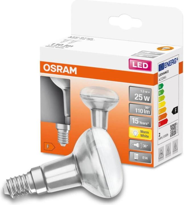 Actual product image Osram LED-R50 (E14, 1.50 W, 110 lm, 1 x, F)