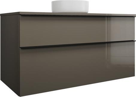 Actual product image burgbad Eqio ceramic countertop washbasin center, round, including vanity unit, width 1200m