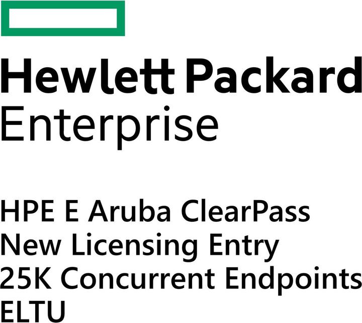Produktbild HPE E Aruba ClearPass, New Licensing, Entry, 25K Concurrent Endpoints, E-LTU (25000 Geräte)