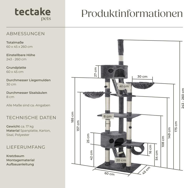Image du produit tectake Hansi (260 cm, Gris, Blanc)