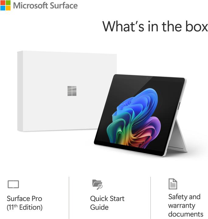 Produktbild Microsoft Surface Pro – Copilot+ PC (Netzteil separat erhältlich) – 11. Edition (13", Snapdragon X Elite X1E-80-100, 16 GB, 512 GB, Ohne Tastaturlayout)