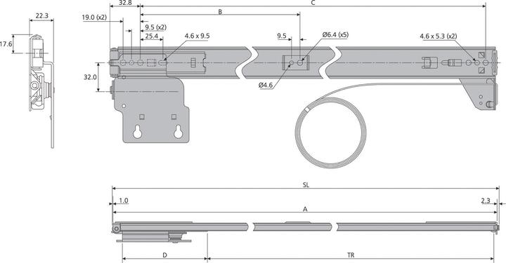 Image du produit Accuride Ferrements porte couliss.659mm escamotab