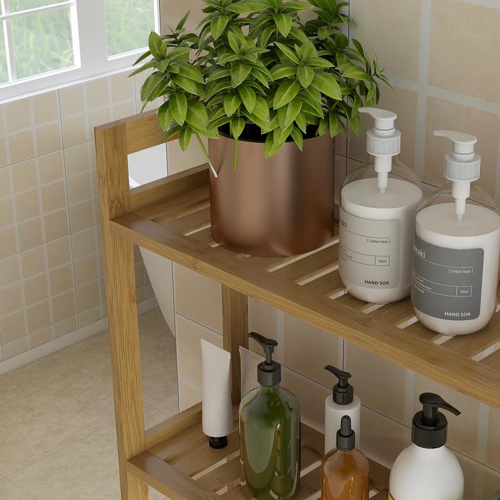 Image du produit Kleankin Étagère de salle de bain à 3 niveaux (68 x 20 x 165 cm)