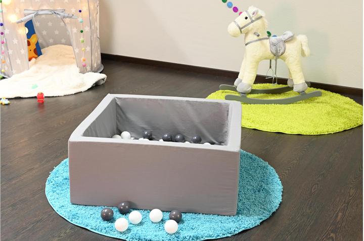 Image du produit Knorrtoys Piscine à balles soft carrée "Grey" - 100 balles grey/white