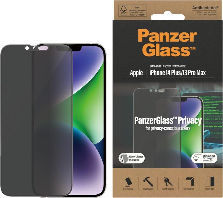 Produktbild PanzerGlass Ultra Wide Fit Privacy (1 Stück, Apple iPhone 13 Pro Max, Apple iPhone 14 Plus)