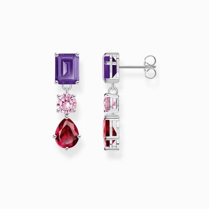 Produktbild Thomas Sabo Ohrring mit Steinen in Rot, Rosa und Violett (Silber)
