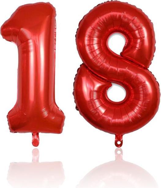 Hermex Folienballon Zahl 18 Rot Zahlenballon Geburtstagsparty Ballon 40cm